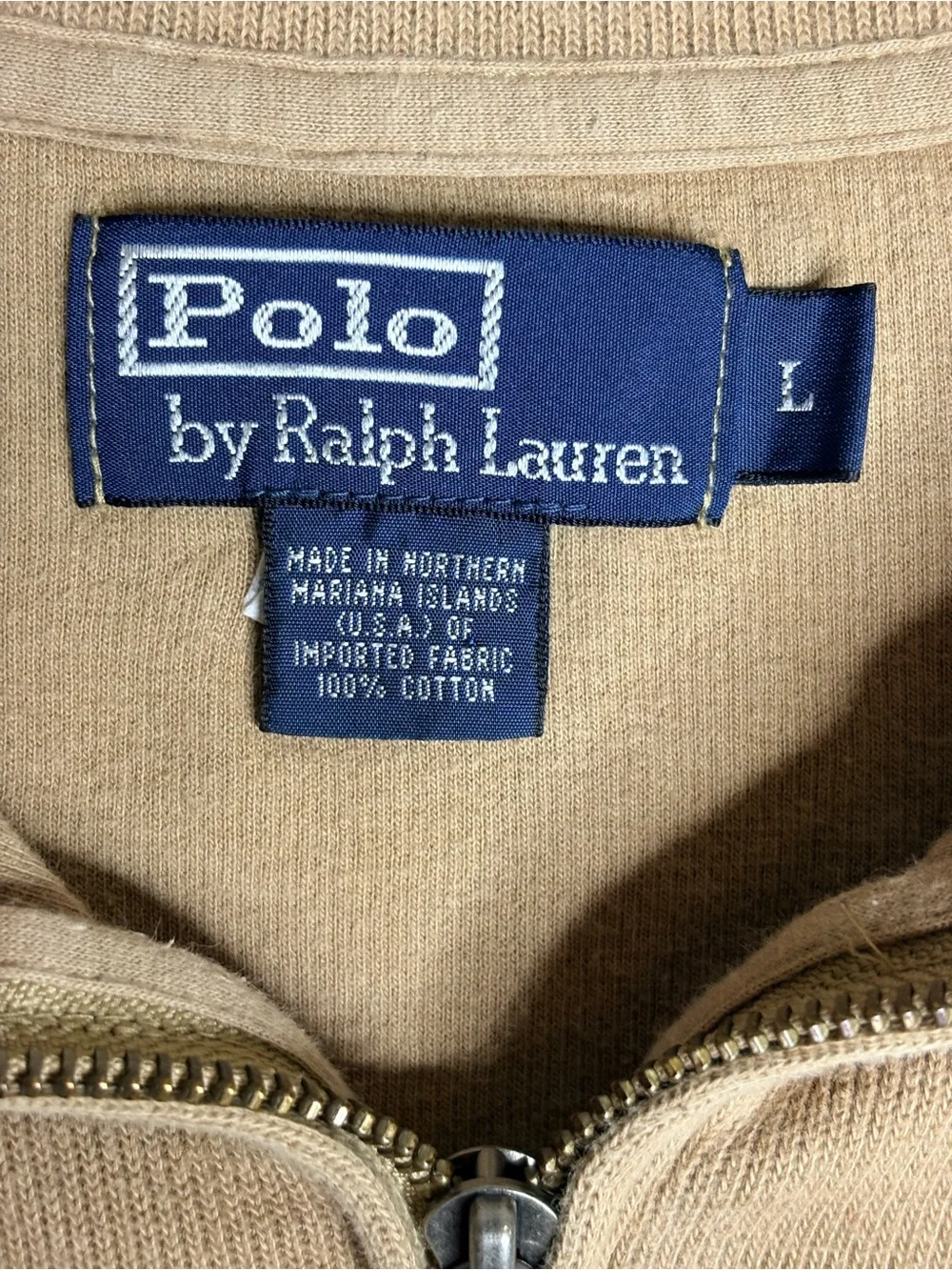 Polo Ralph Lauren Men’s Quarter Zip Pullover Sweater Tan Large